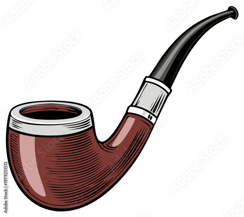 Vintage smoking pipe illustration, tobacco pipe, classic art style.
