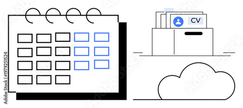 Calendar planning. Calendar tools optimize scheduling for productivity. Calendar paired with document storage and cloud technology enhances workflow. Ideal for scheduling, organization, HR, project
