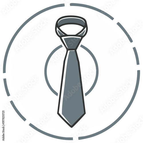 Modern gray business necktie icon in a circular frame a symbol of professionalism and work