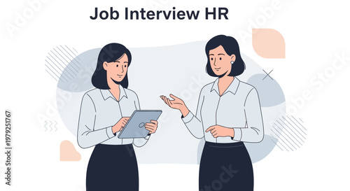 Job Interview HR: Woman Candidate Meeting Recruiter with Tablet