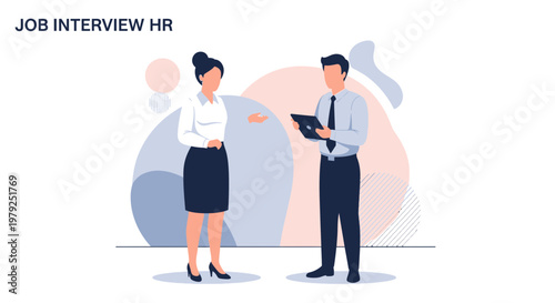 Job Interview HR: Woman HR manager interviews man candidate with tablet