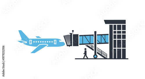 Airplane Taking Off From Airport Gate.