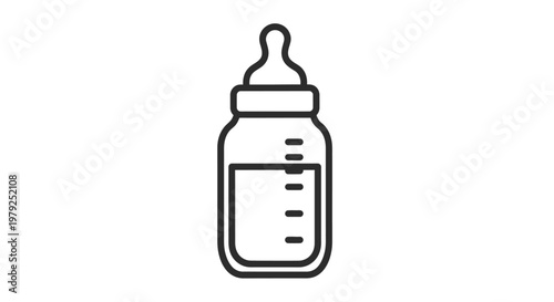 Baby bottle with nipple and liquid.