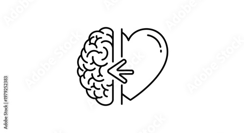 Brain and heart love symbol.
