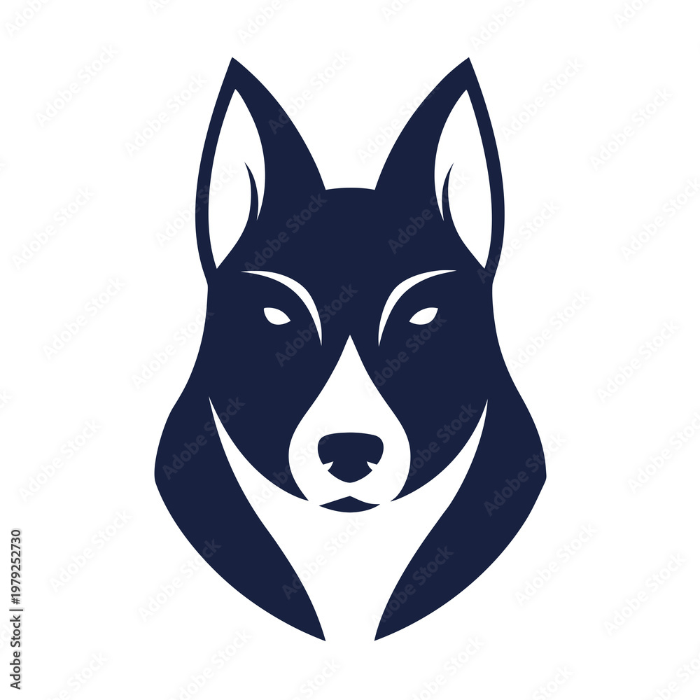 Fototapeta premium Dark blue dog head, canine face icon, vector illustration, animal logo