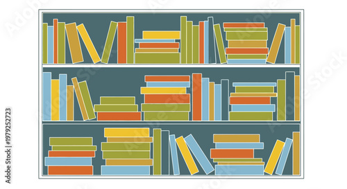 Colorful books on a shelf.