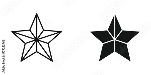 Comparison of a wireframe star and a solid filled geometric star shape