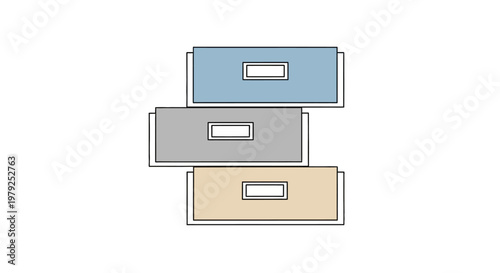 Colorful file boxes stacked vertically.