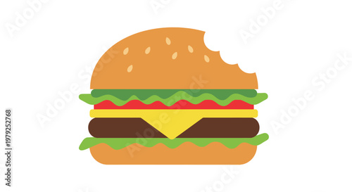 Colorful illustration of a hamburger.