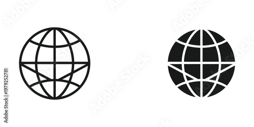 Two contrasting globe icons with different color schemes and shading styles