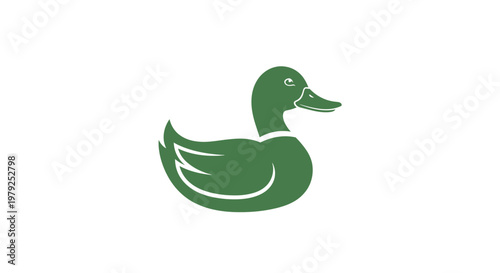 Fotografie Green duck illustration isolated on white background with copy space