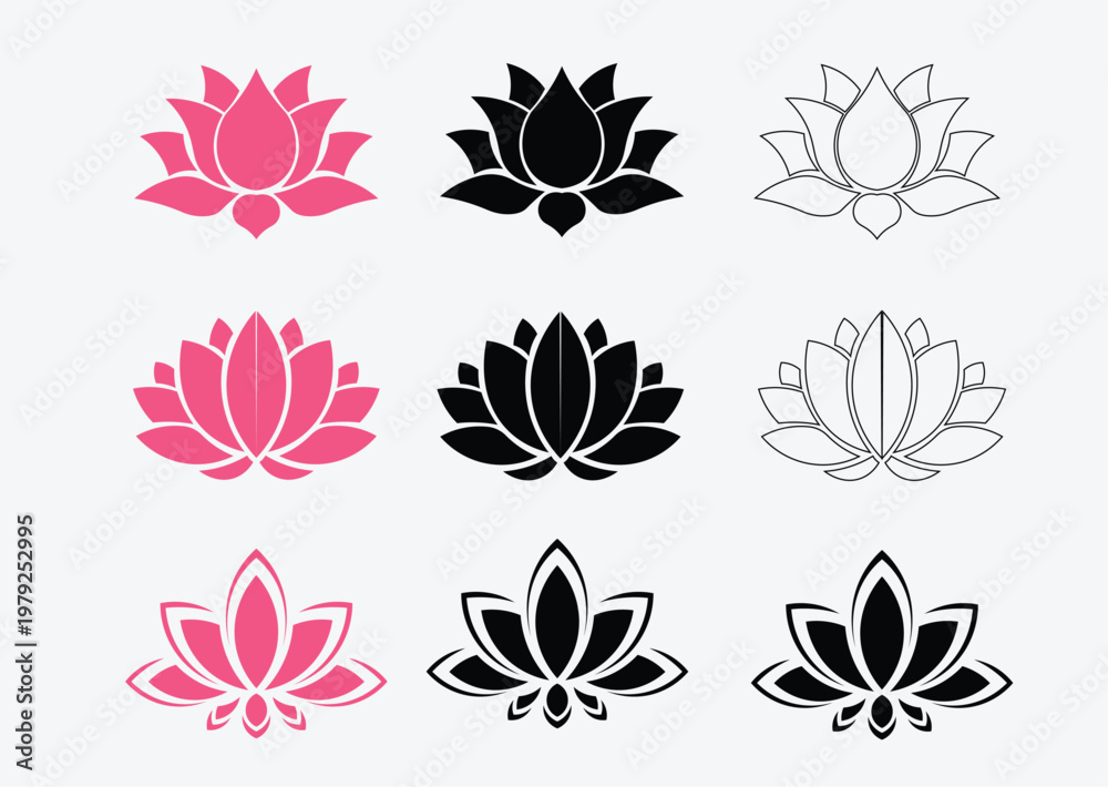 Fototapeta premium vesak lotus flowers clean vector arts Art & Illustration