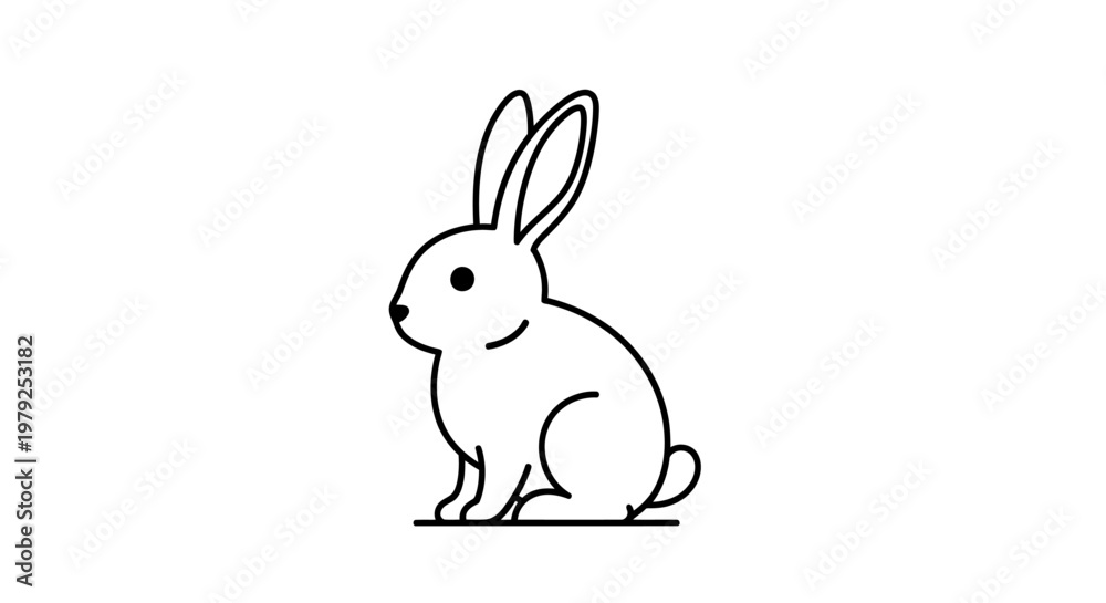 Obraz premium Minimalist black and white illustration of a rabbit in profile