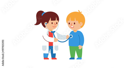 Female doctor with a young boy.