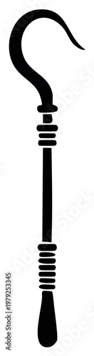 Stylized Pharaoh's Crook Icon - Decorative Staff Illustration of Ancient Egyptian Royal Symbol