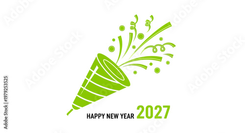 Green Party Horn New Year Celebration.