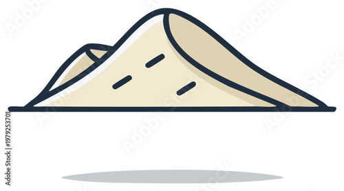 Stylized icon of a pile of powder, flour, sugar, or sand. Vector illustration for baking or desert concepts.