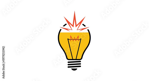 Light Bulb with Red Sparks Emitting.