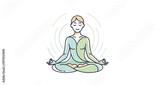 Meditating person in lotus pose with subtle energy lines