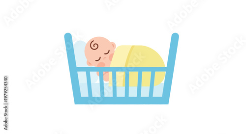 Newborn baby sleeping in crib safely.