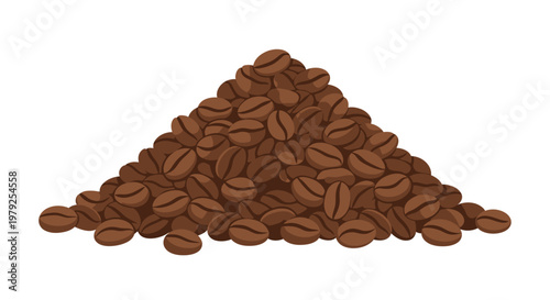Pile of roasted brown coffee beans.