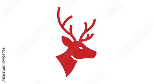 Red Deer Antler Animal Head Logo.