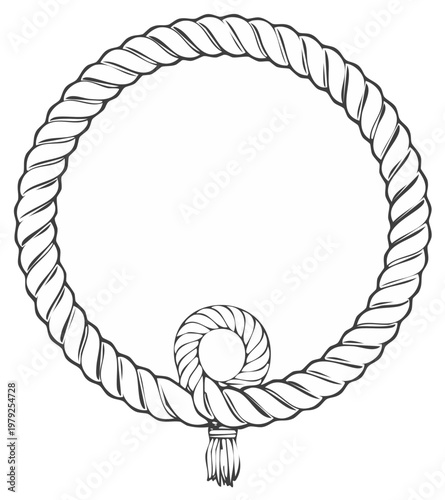 Circular Rope Border with Nautical Knot and Tassel Sketch