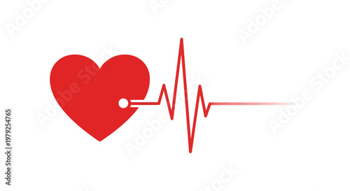 Red Heartbeat Line Medical Symbol Graphic.