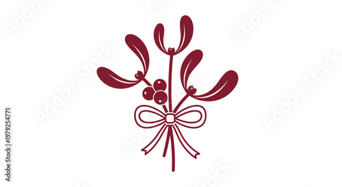 Red Mistletoe with Berries and Ribbon.
