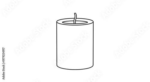 Simple Line Art Drawing of a Unlit Candle.