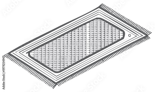 Isometric illustration of a rug with fringed edges