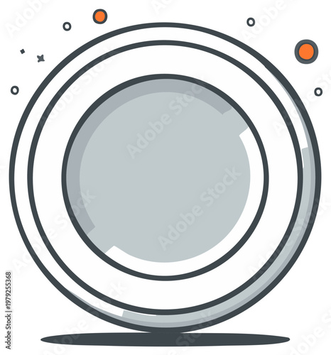 Stylized Circular Plate with Concentric Rings and Orange Dots
