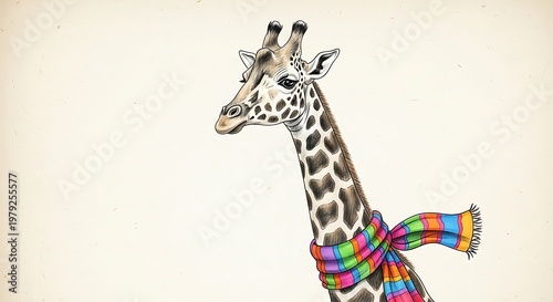 Giraffe with a colorful scarf