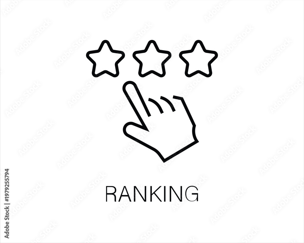 Obraz premium Ranking, Rating, Star Feedback, Customer Satisfaction Icon, Performance Review, Top Choice, Best Quality, User Interface, Rating System, Ranking Symbol