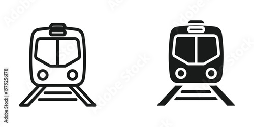 Comparison of monochrome and filled-style train icons on tracks