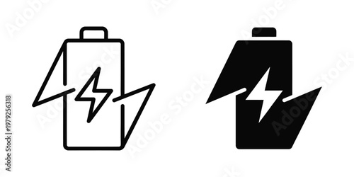 Comparison of traditional and modern battery icons with lightning bolts inside