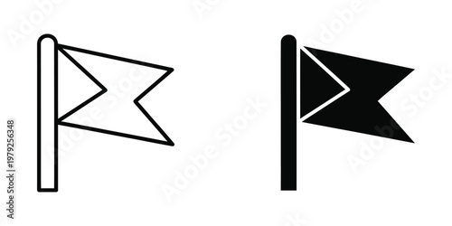Comparison of a white and black flag with diagonal stripes indicating directions