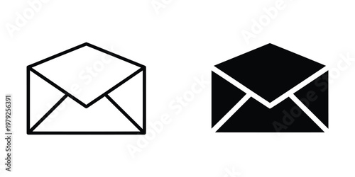 Two contrasting envelope icons with different color schemes and styles