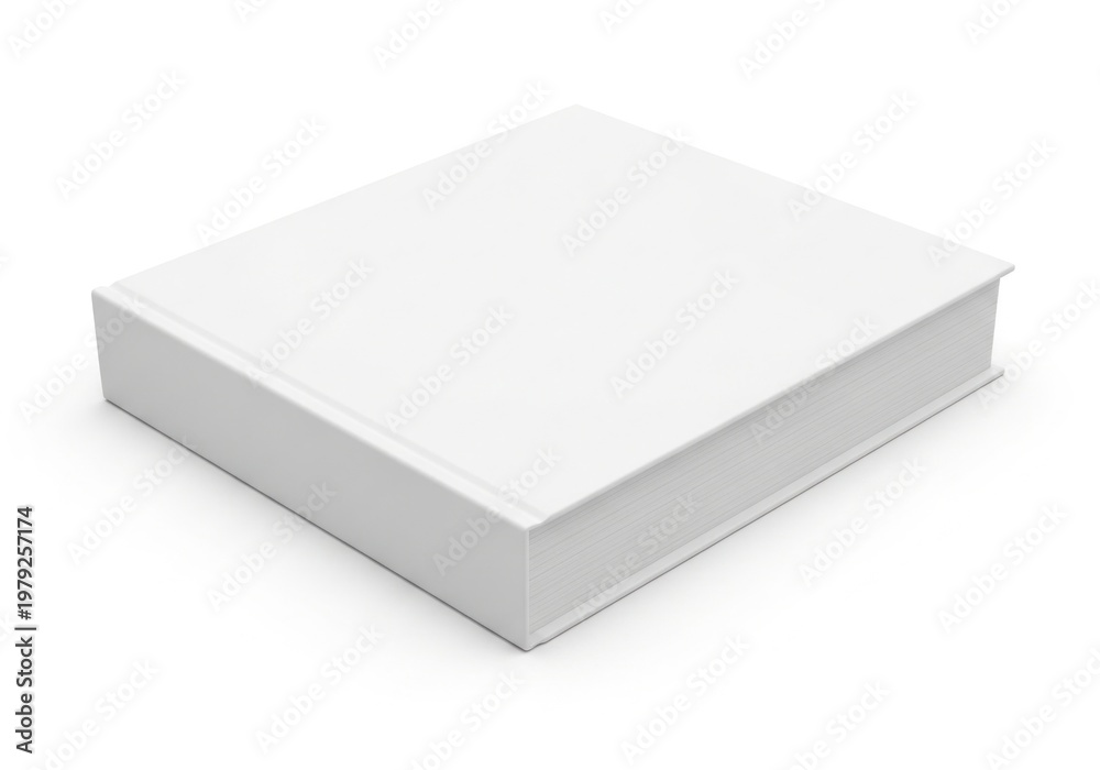 Fototapeta premium Isolated blank white square book box mockup for branding presentation, product packaging design, catalog, editorial layout
