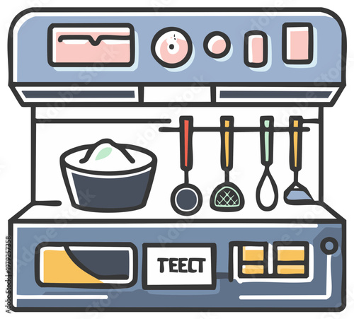 Digital cartoon laboratory equipment for experiments and measurement, with various tools and instruments