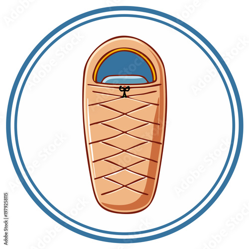 Illustrated sleeping bag vector for comfortable outdoor camping adventures and cozy travel rest icon