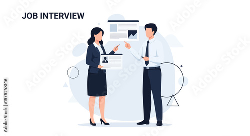 Job Interview: Businesswoman and Businessman Discussing Resume and Job Offer