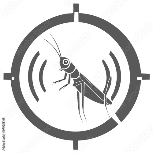 Pest control vector icon with a grasshopper insect in a target sight