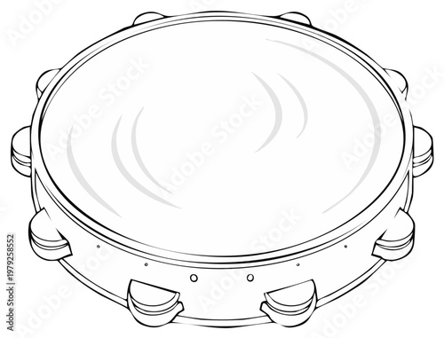 Stylized Tambourine Line Art Musical Instrument Design Percussion Icon Illustration