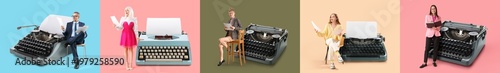 Set of big typewriters, act...