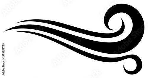 Elegant Black Swirl Design Element, Decorative Line with Curls and Smooth Curves