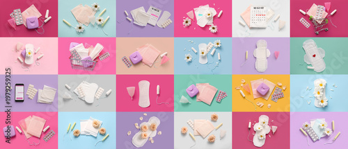 Collage of menstrual produc...