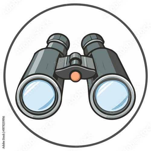 Cartoon Binoculars Icon Illustration for Observation and Discovery