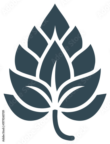 Hop Plant Icon, Abstract Floral Design, Agricultural Ingredient, Brewing Elements, Green Botanical Icon
