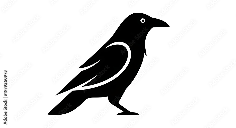 Naklejka premium Silhouette of a raven against a white background